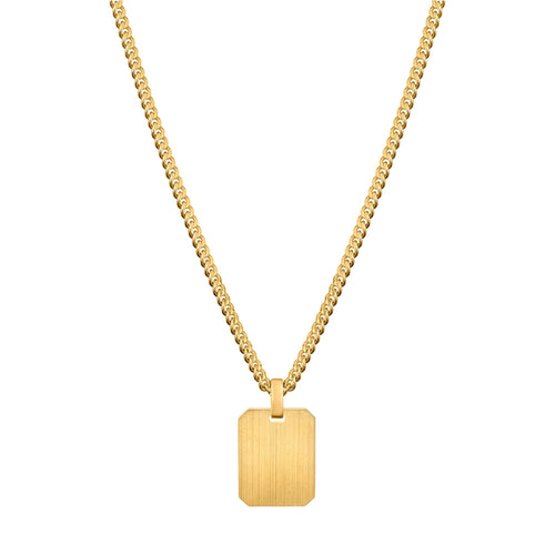 ENGRAVING PLATE OCTAGON NECKLACE 925 SILVER 18 CARAT GOLD PLATED - IDENTIM®