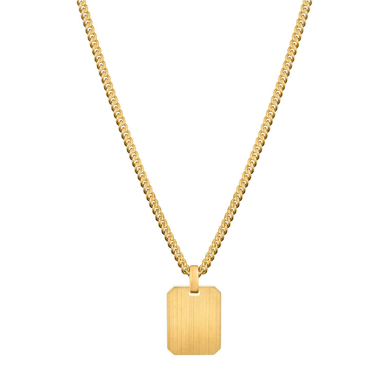 ENGRAVING PLATE OCTAGON NECKLACE 925 SILVER 18 CARAT GOLD PLATED