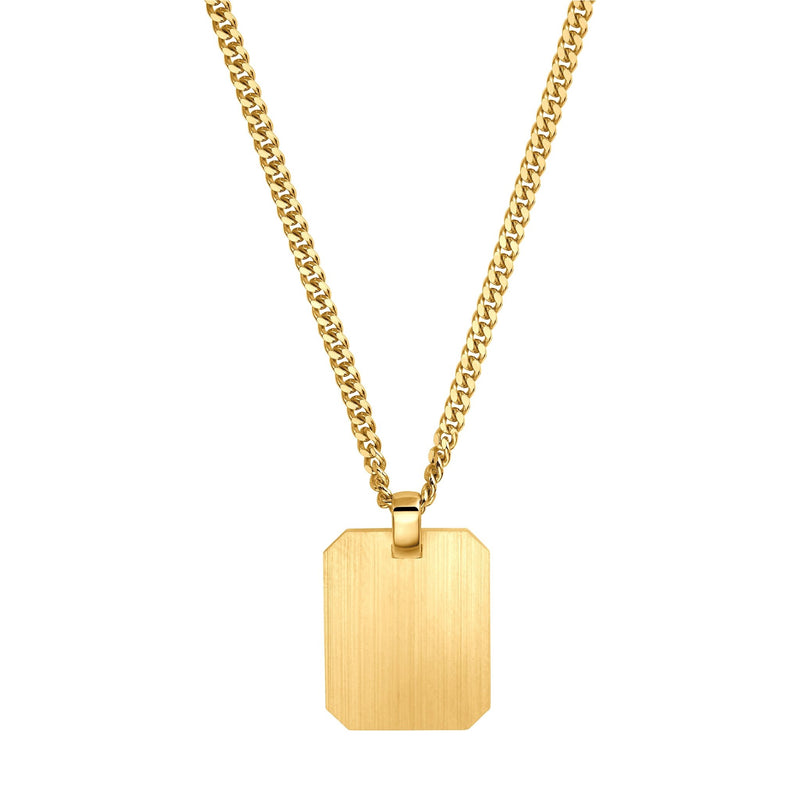 ENGRAVING PLATE OCTAGON NECKLACE 925 SILVER 18 CARAT GOLD PLATED
