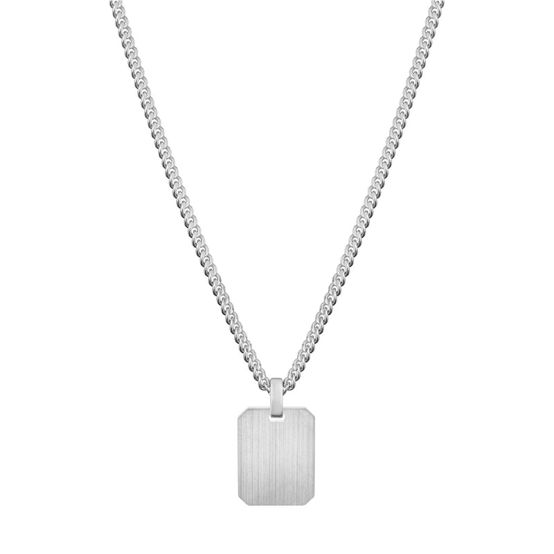 ENGRAVING PLATE OCTAGON NECKLACE 925 SILVER RHODIUM PLATED