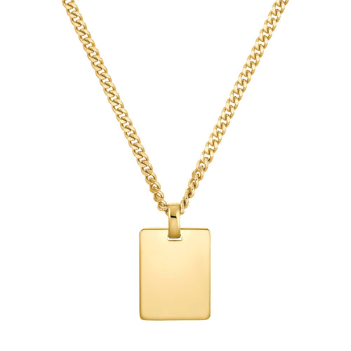 ENGRAVING PLATE RECTANGLE NECKLACE 925 SILVER 18 CARAT GOLD PLATED - IDENTIM®