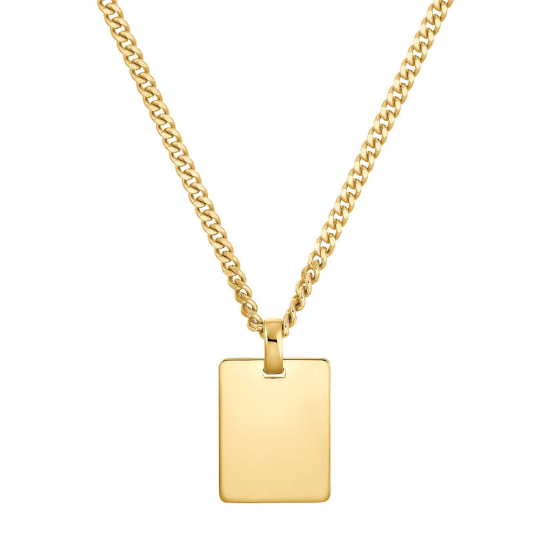 ENGRAVING PLATE RECTANGLE NECKLACE 925 SILVER 18 CARAT GOLD PLATED
