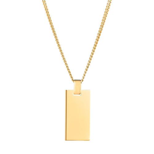 ENGRAVING PLATE RECTANGLE NECKLACE 925 SILVER 18 CARAT GOLD PLATED - IDENTIM®