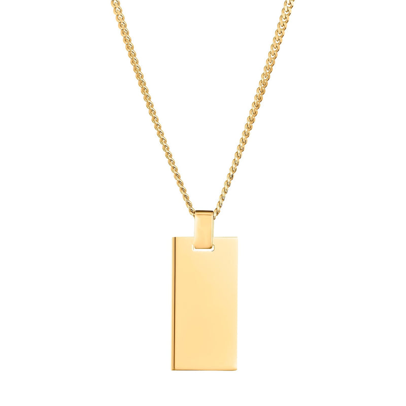 ENGRAVING PLATE RECTANGLE NECKLACE 925 SILVER 18 CARAT GOLD PLATED