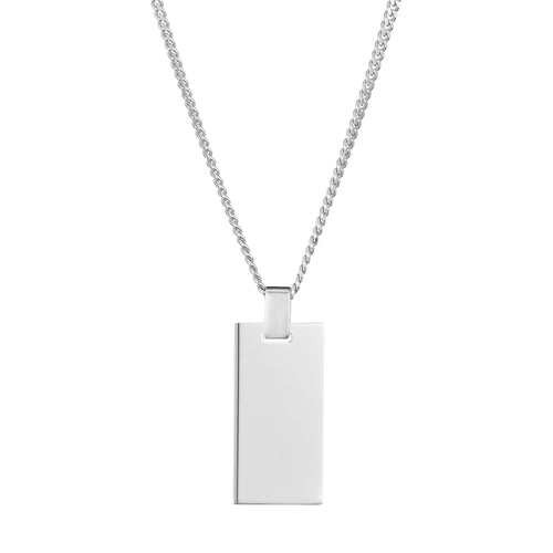 ENGRAVING PLATE RECTANGLE NECKLACE 925 SILVER RHODIUM PLATED - IDENTIM®