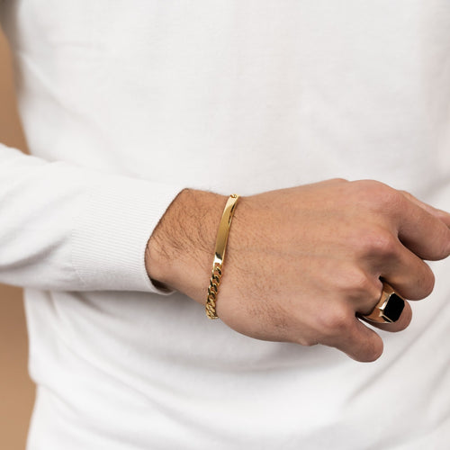 ID BRACELET ARMOR CUBAN 925 SILVER 18 CARAT GOLD PLATED - IDENTIM®