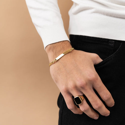 ID BRACELET TIGER EYE 925 SILVER 18 CARAT GOLD PLATED - IDENTIM®
