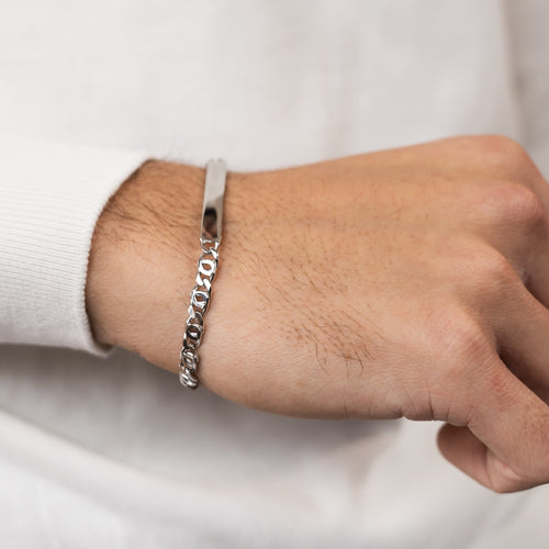 ID BRACELET TIGER'S EYE 925 SILVER RHODIUM-PLATED - IDENTIM®
