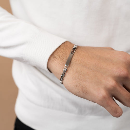 ID BRACELET TIGER'S EYE 925 SILVER RHODIUM-PLATED - IDENTIM®