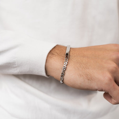 ID BRACELET TIGER'S EYE 925 SILVER RHODIUM-PLATED - IDENTIM®