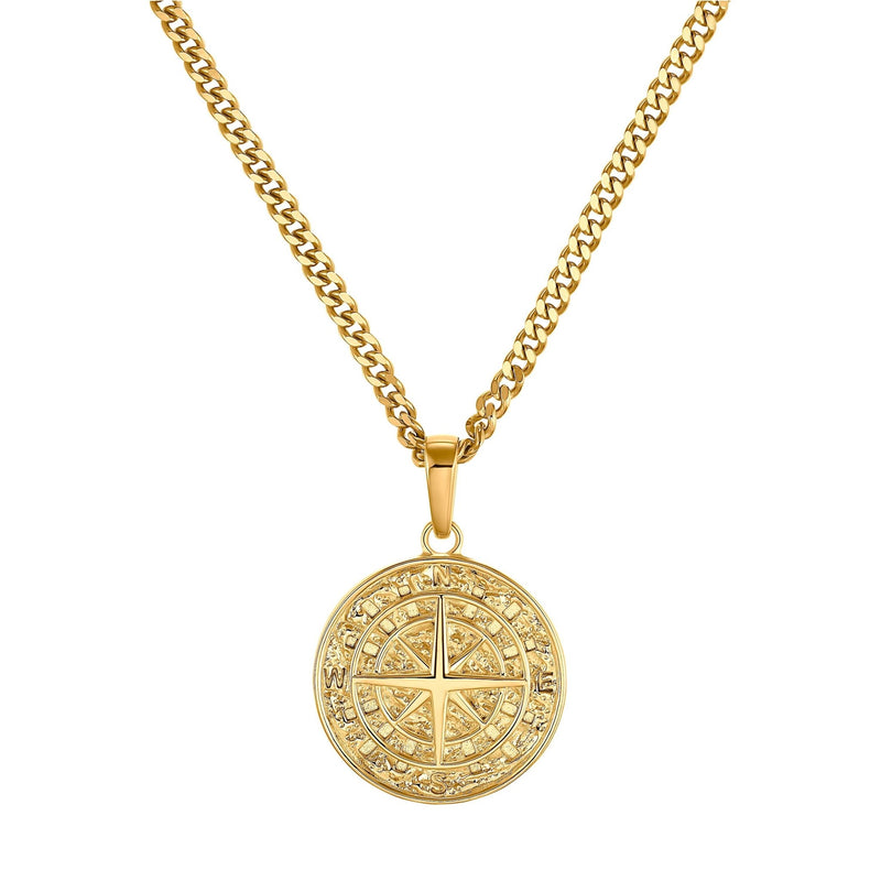 COMPASS NECKLACE 925 SILVER 18 CARAT GOLD PLATED