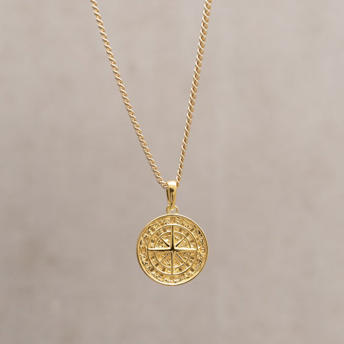 COMPASS NECKLACE 925 SILVER 18 CARAT GOLD PLATED - IDENTIM®