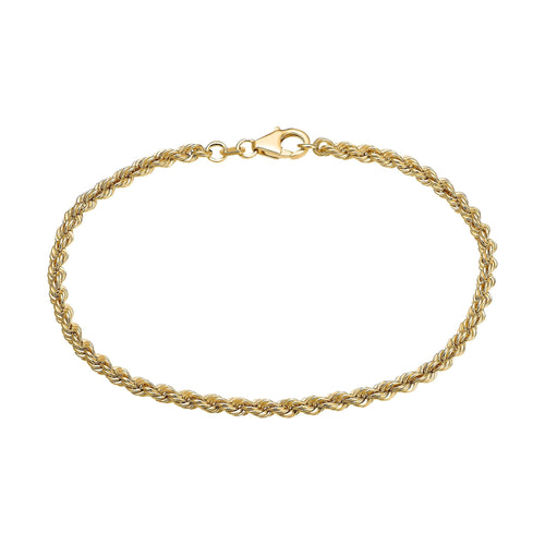 CORD CHAIN BRACELET 3.20MM 925 SILVER 18 CARAT GOLD PLATED - IDENTIM®