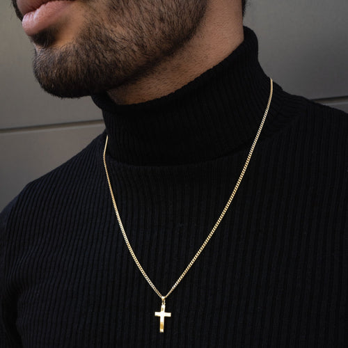 CROSS NECKLACE 925 SILVER 18 CARAT GOLD PLATED - IDENTIM®