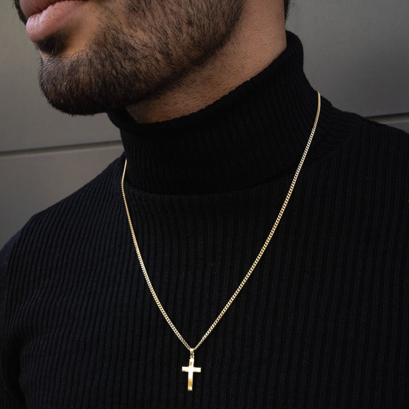 CROSS NECKLACE 925 SILVER 18 CARAT GOLD PLATED