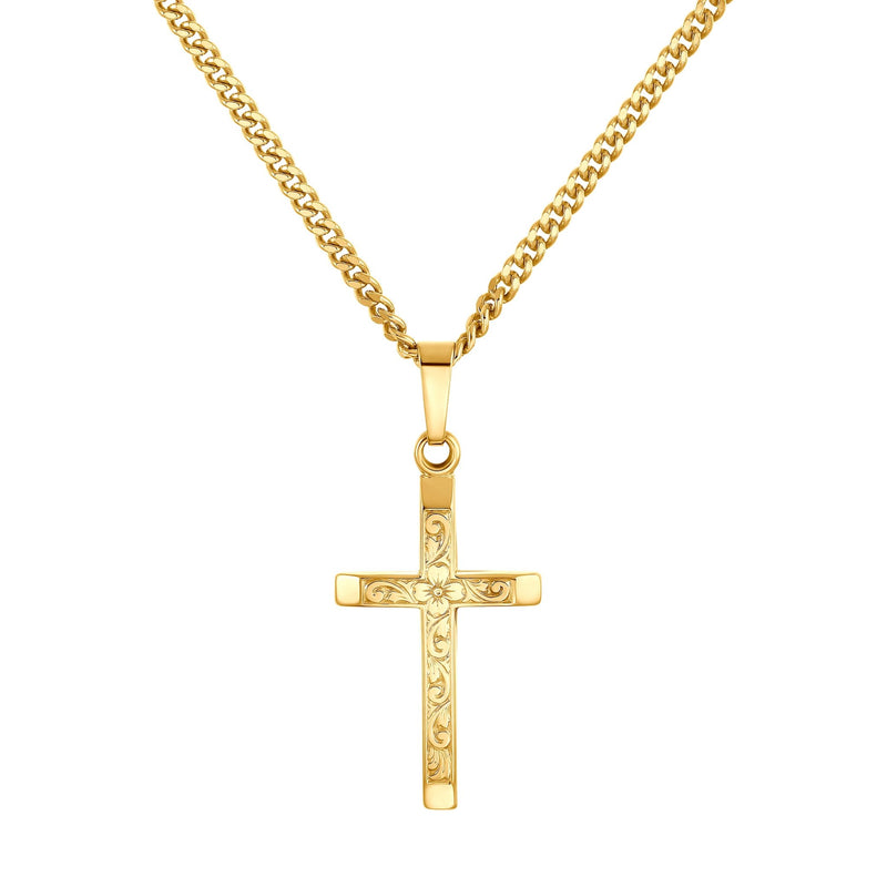 CROSS NECKLACE 925 SILVER 18 CARAT GOLD PLATED