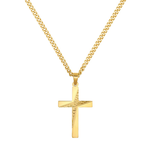 CROSS NECKLACE 925 SILVER 18 CARAT GOLD PLATED - IDENTIM®