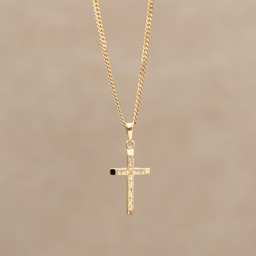 CROSS NECKLACE 925 SILVER 18 CARAT GOLD PLATED - IDENTIM®