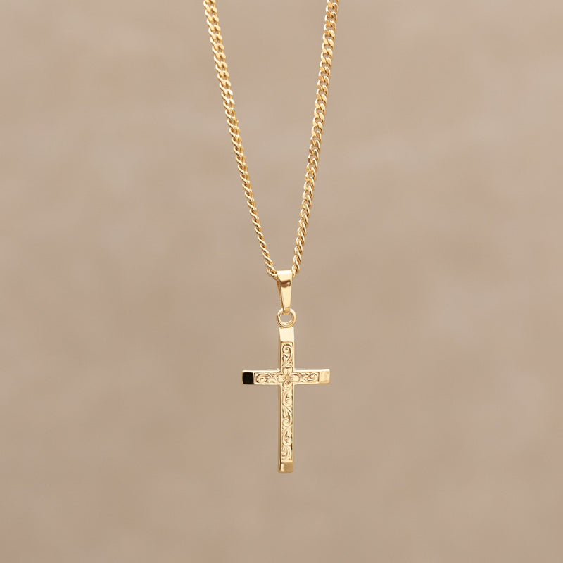 CROSS NECKLACE 925 SILVER 18 CARAT GOLD PLATED