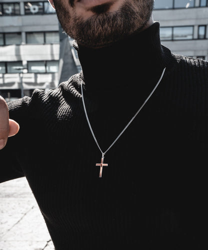 CROSS NECKLACE 925 SILVER RHODIUM PLATED - IDENTIM®