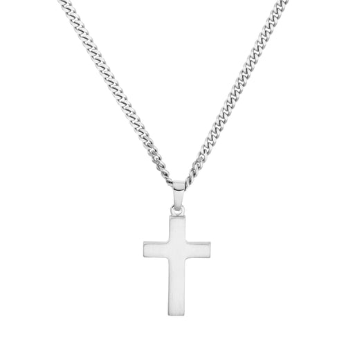 CROSS NECKLACE MATTED 925 SILVER RHODIUM PLATED - IDENTIM®