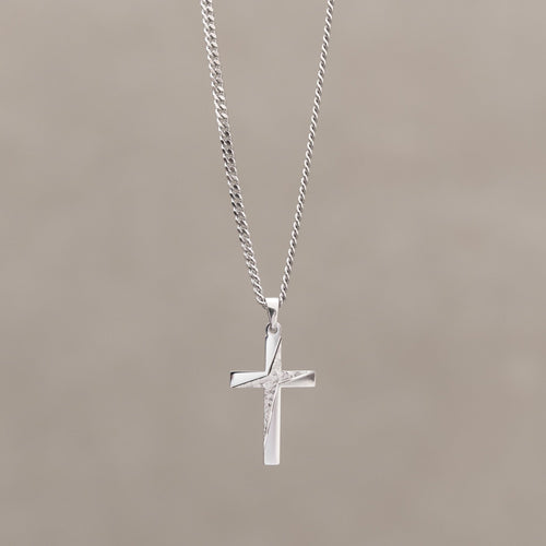 CROSS NECKLACE 925 SILVER RHODIUM PLATED - IDENTIM®