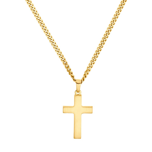 CROSS NECKLACE MATTED 925 SILVER 18 CARAT GOLD PLATED - IDENTIM®