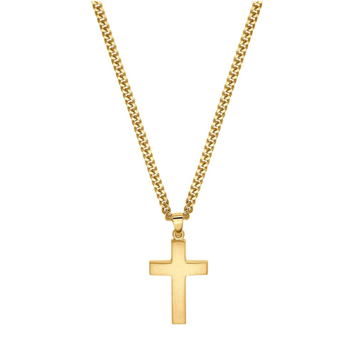 CROSS NECKLACE MATTED 925 SILVER 18 CARAT GOLD PLATED - IDENTIM®
