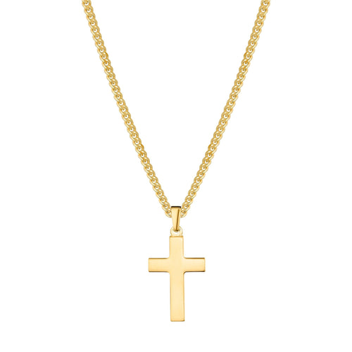 CROSS NECKLACE POLISHED 925 SILVER 18 CARAT GOLD PLATED - IDENTIM®