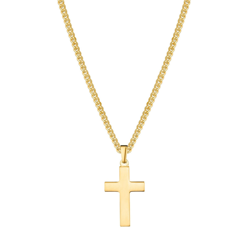 CROSS NECKLACE POLISHED 925 SILVER 18 CARAT GOLD PLATED