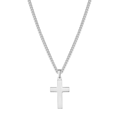CROSS NECKLACE POLISHED 925 SILVER RHODIUM PLATED - IDENTIM®