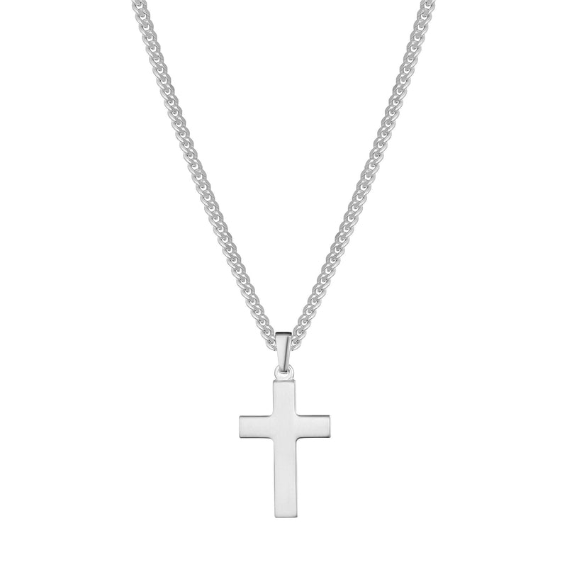CROSS NECKLACE POLISHED 925 SILVER RHODIUM PLATED