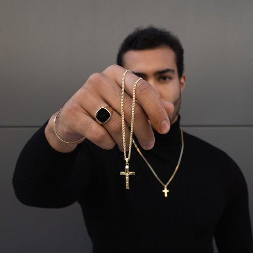 CROSS BODY NECKLACE 925 SILVER 18 CARAT GOLD PLATED - IDENTIM®