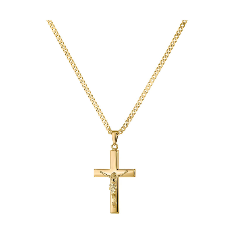 CROSS CRUCIFIX NECKLACE 925 SILVER 18 CARAT GOLD PLATED
