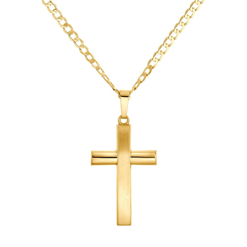 CROSS MATT POLISHED NECKLACE 333 GOLD - IDENTIM®