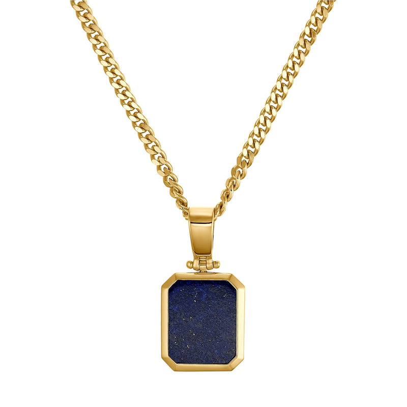 LAPIS OCTAGON NECKLACE 925 SILVER 18 CARAT GOLD PLATED