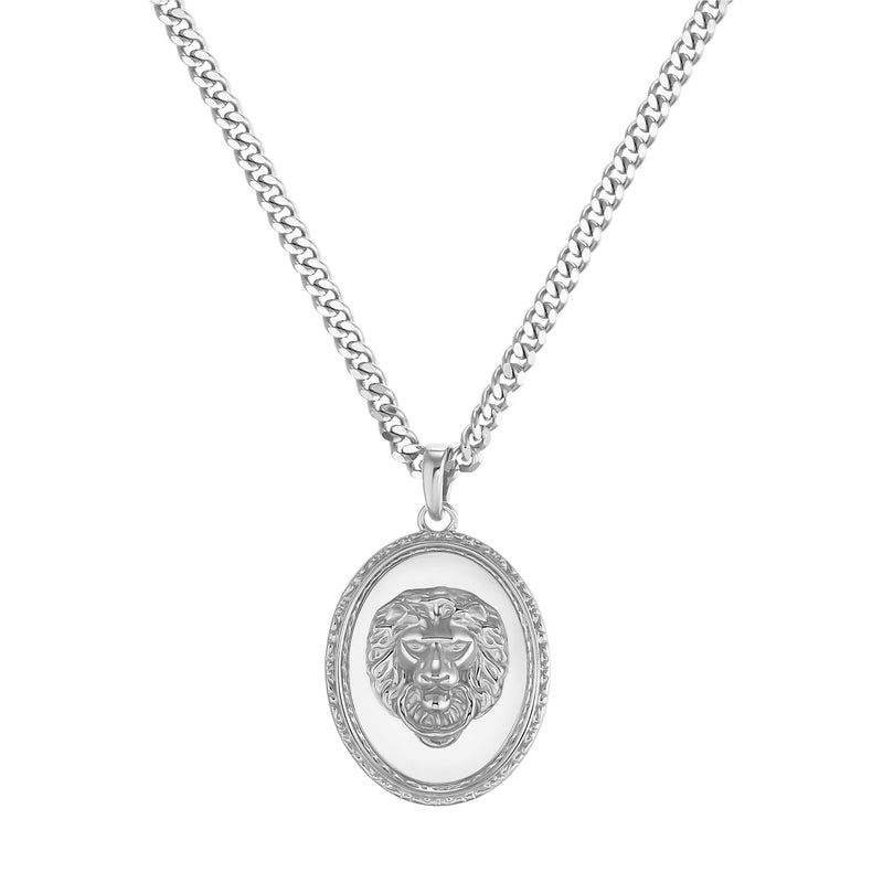 LION NECKLACE 925 SILVER RHODIUM PLATED