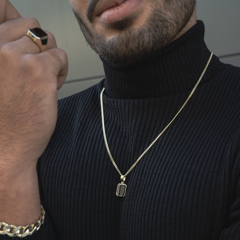 ONYX OCTAGON NECKLACE 585 GOLD
