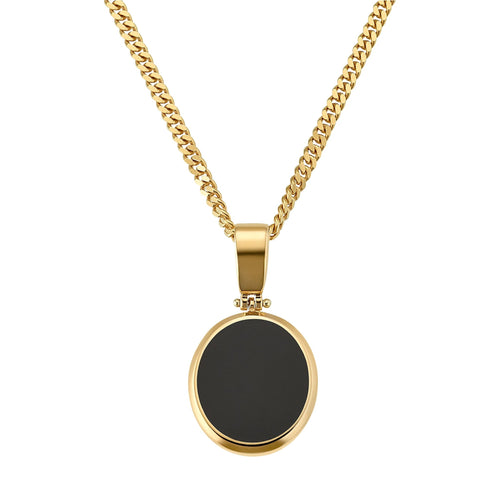 ONYX OVAL NECKLACE 585 GOLD - IDENTIM®