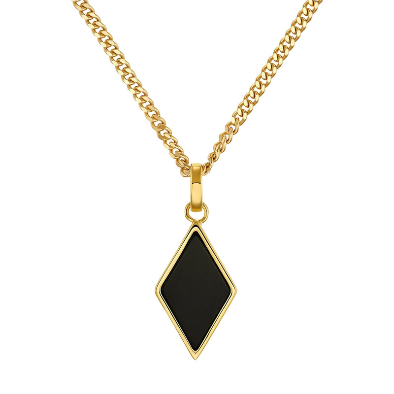 ONYX DIAMOND NECKLACE 925 SILVER 18 CARAT GOLD PLATED