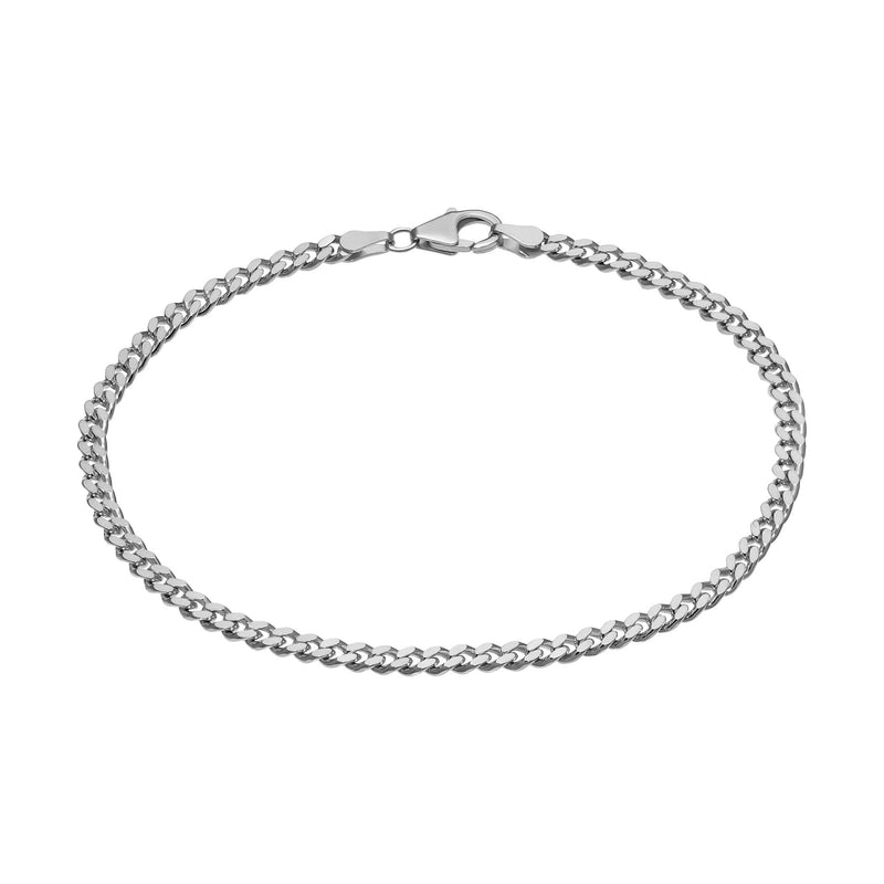 CURB CHAIN BRACELET 925 SILVER RHODIUM PLATED 3,30MM