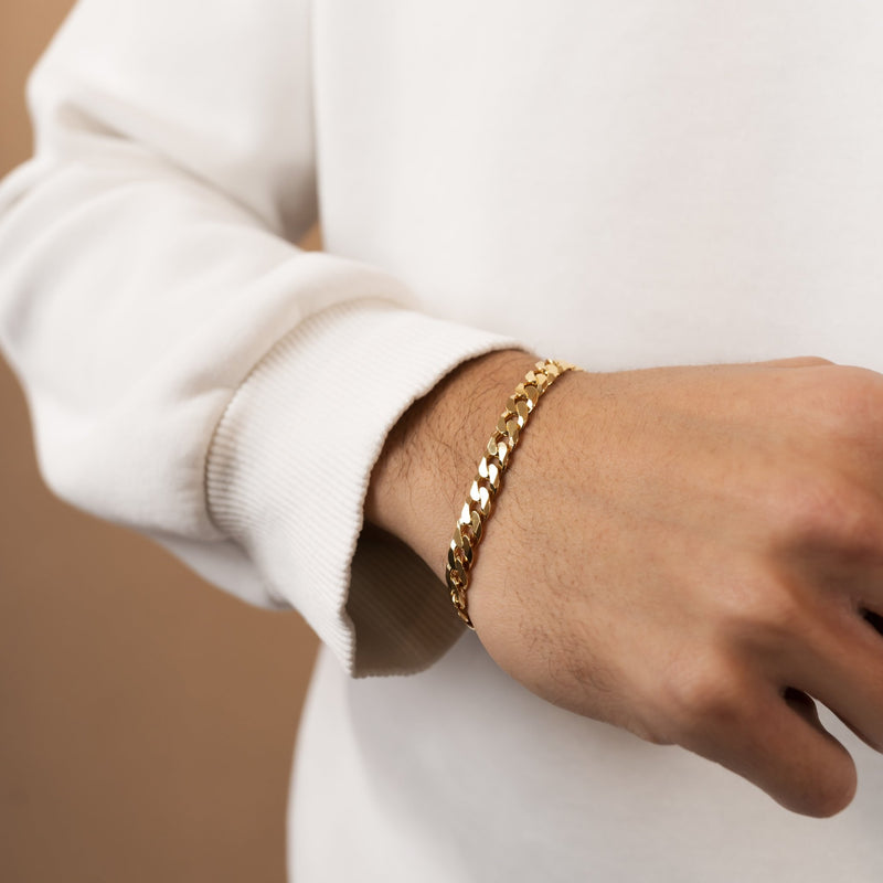 CURB CHAIN BRACELET 7.80MM 925 SILVER 18 CARAT GOLD PLATED