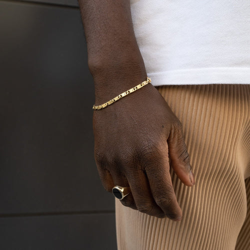 S CURB CHAIN BRACELET 3.80MM 925 SILVER 18 CARAT GOLD PLATED - IDENTIM®