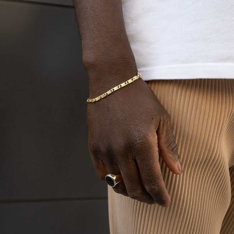 S CURB CHAIN BRACELET 3.80MM 925 SILVER 18 CARAT GOLD PLATED