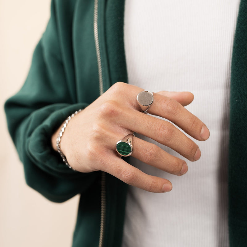 Signet ring brushed oval 925 silver rhodium-plated