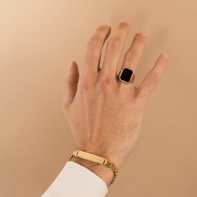 SIGNET RING ONYX OCTAGON 585 GOLD
