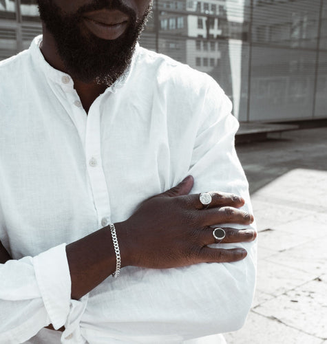 SIGNET RING ONYX OVAL 925 SILVER RHODIUM PLATED - IDENTIM®