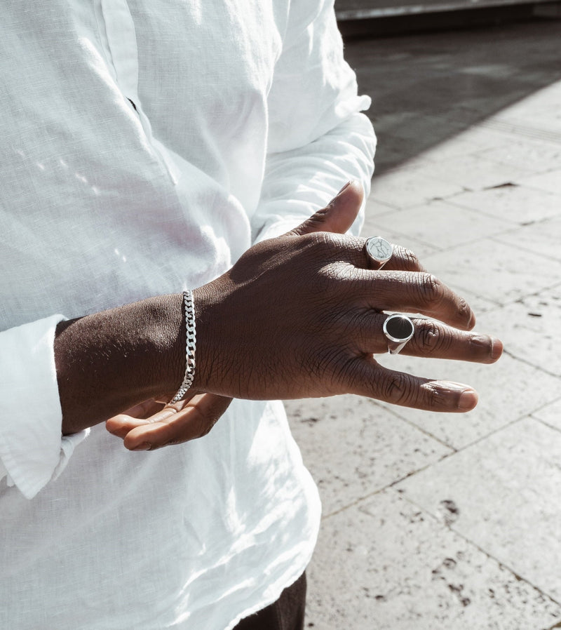 SIGNET RING ONYX OVAL 925 SILVER RHODIUM PLATED