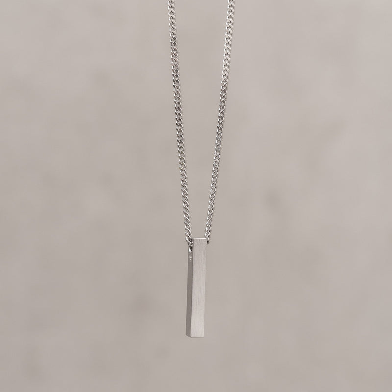 BAR NECKLACE 925 SILVER RHODIUM PLATED