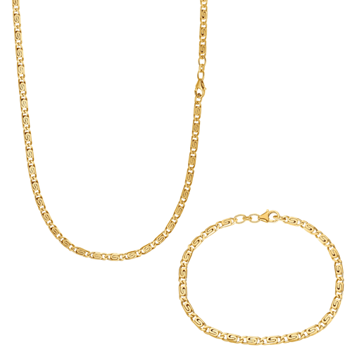 S CURB CHAIN SET 925 SILVER 18 CARAT GOLD PLATED 3,80MM